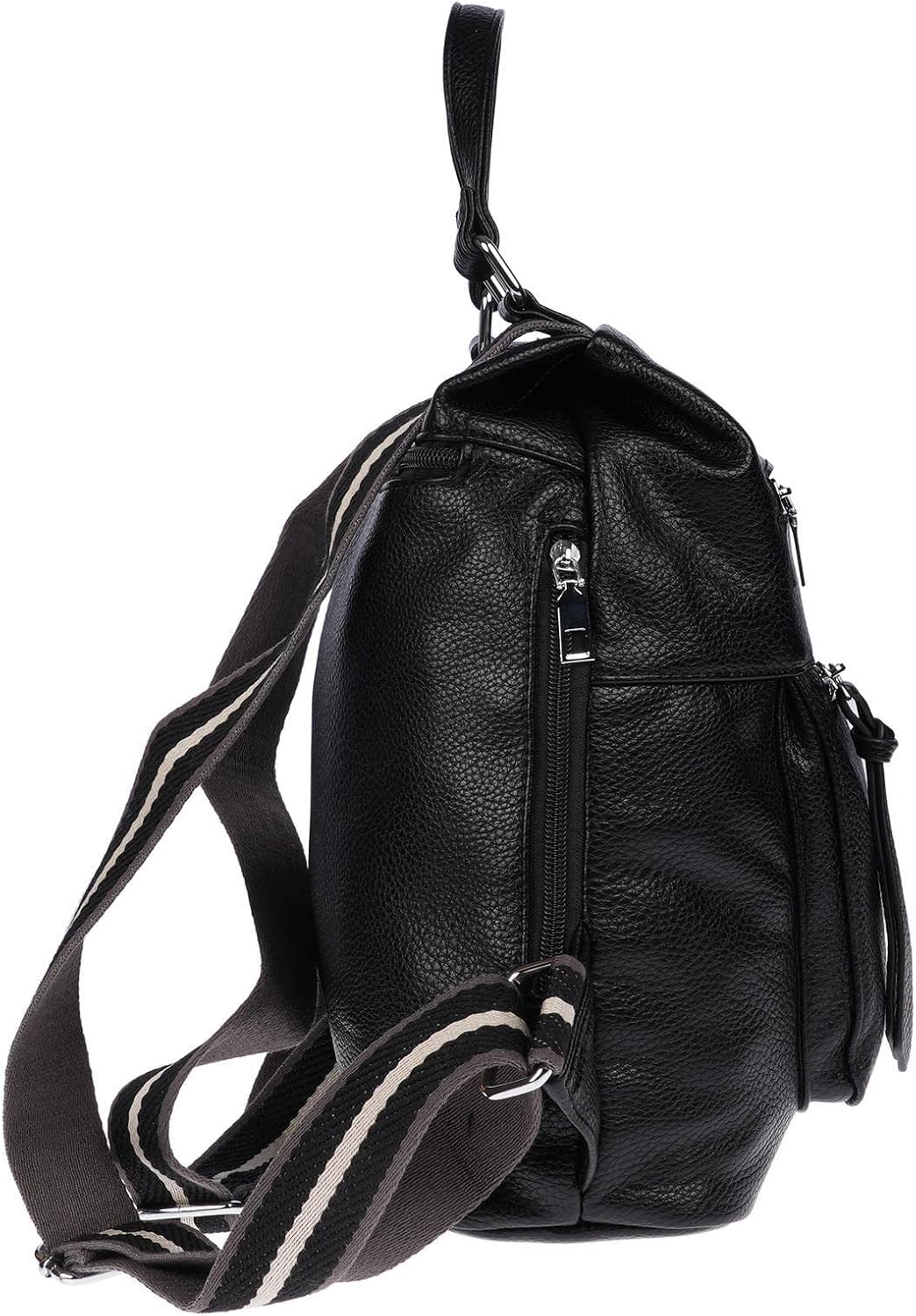 Christian Wippermann grosser Damen City Rucksack Tasche Body Bag Leder Optik Schultertasche Schwarz,