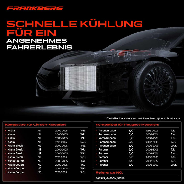 Frankberg 1x Kondensator Klimaanlage Kompatibel mit Berlingo/Berlingo First MPV GFK GJK MF 1.1L-2.0L
