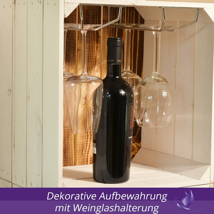 CHICCIE Weinregal Wino aus Holz - Greta Geflammt Weiss Holzkiste (3, Komboset) 3