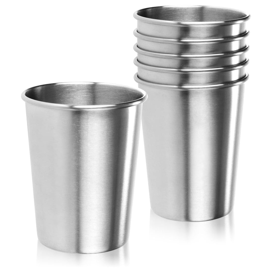 Robin Goods® 6x Edelstahl-Trinkbecher - Hochwertiger Becher aus Edelstahl - Campingbecher 250 ml - R