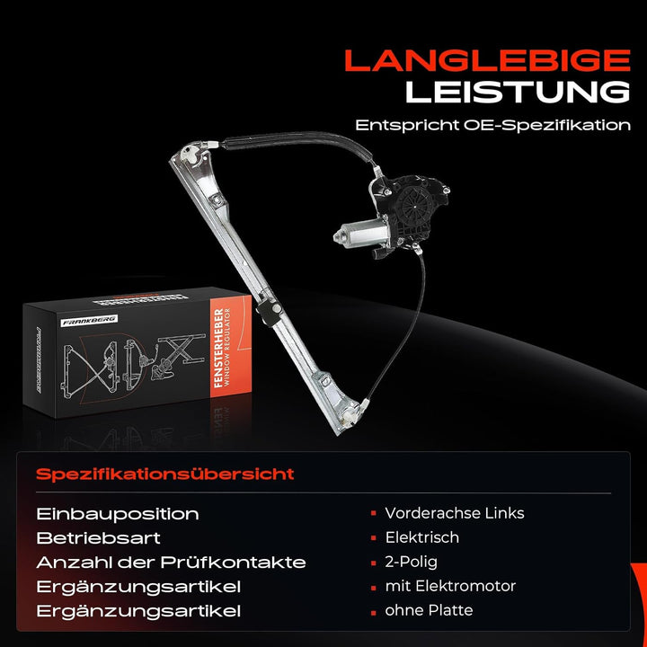 Frankberg Fensterheber Mit Motor 4/5-Türer Vorne Links Kompatibel mit Clio II BB_ CB_ Thalia I LB0/1
