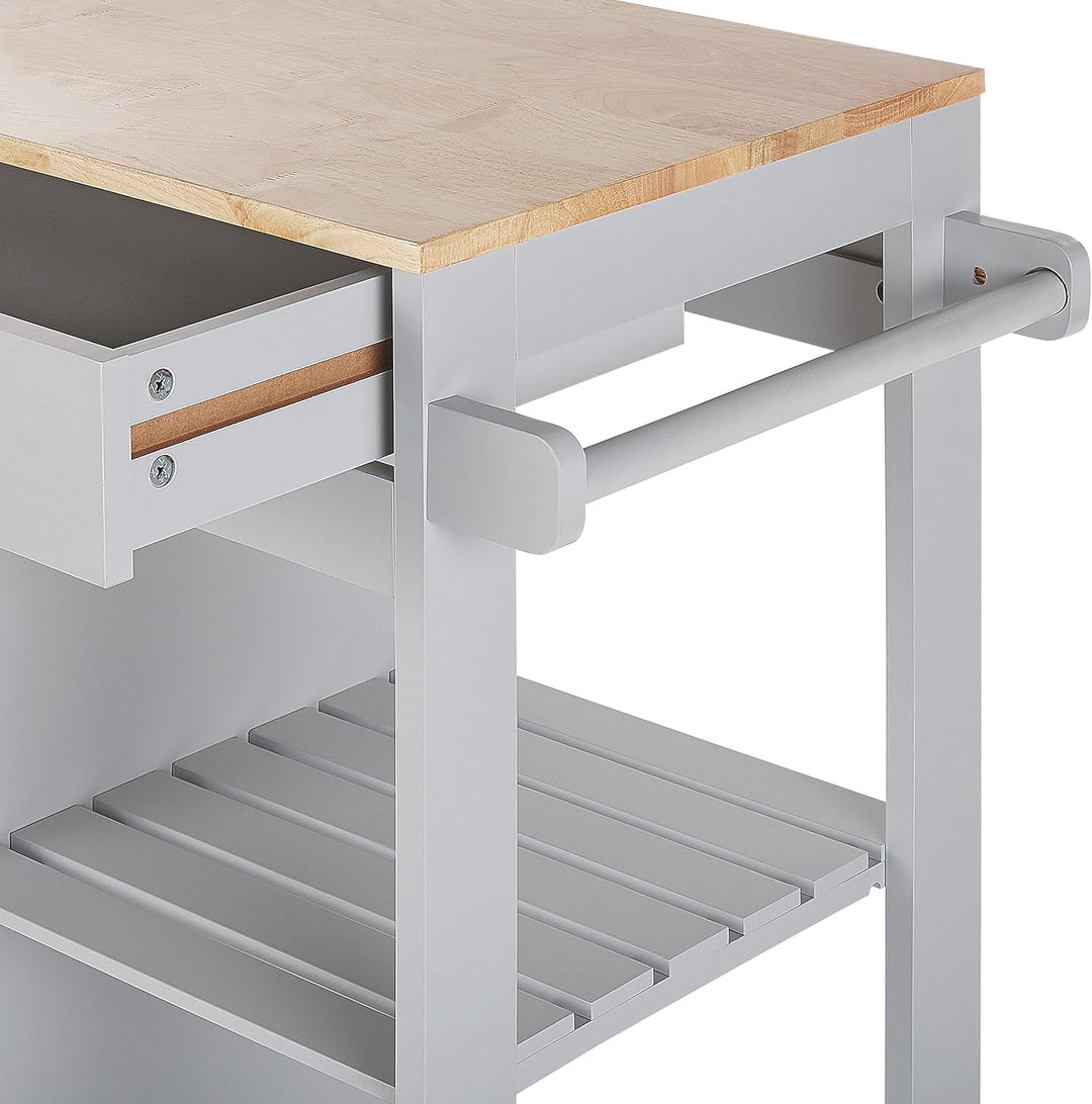 Beliani Praktischer Servierwagen Landhausstil grau 4 Fächer 1 Schublade Trapani