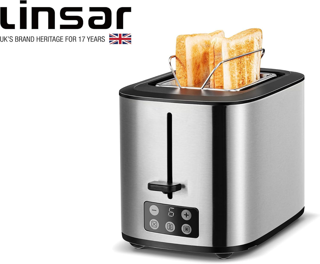 Toaster - Zwei-Scheiben-Toaster - Mit Touchdisplay, 6 Bräunungsstufen, Herausnehmbarer Krümelschubla