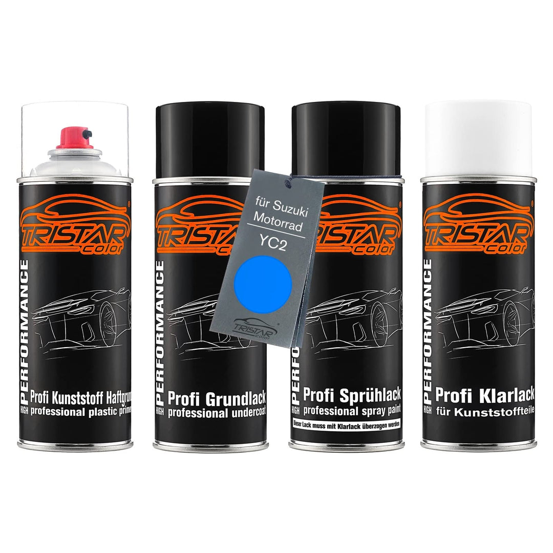 TRISTARcolor Motorradlack Spraydosen Set für Kunststoff Stossstange für Suzuki Motorrad YC2 Candy Gr