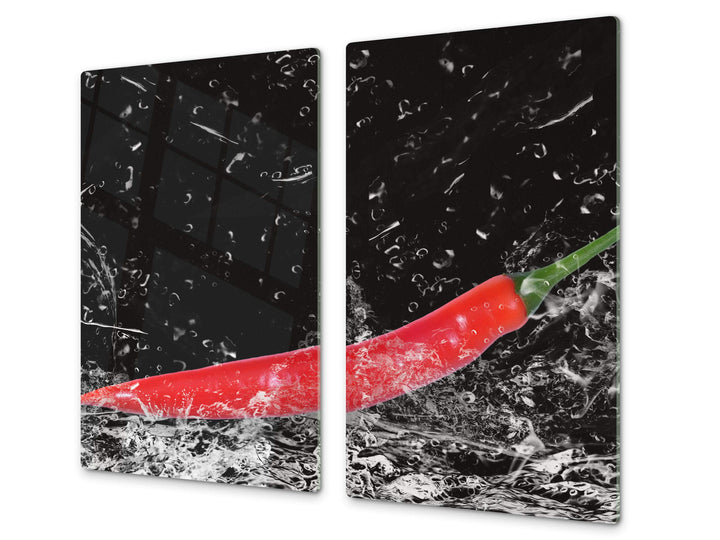 Küchenbrett aus Hartglas und Induktionskochplattenabdeckung – Schneideplatten SINGLE mit 60 x 52 cm
