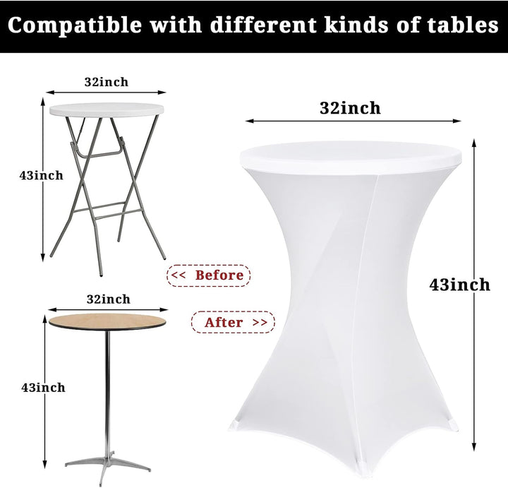 Pesonlook 3er-Set Stretch Stehtisch Husse für Bistrotisch Ø 80-85 cm Elegante,Verstärkung im Fussber