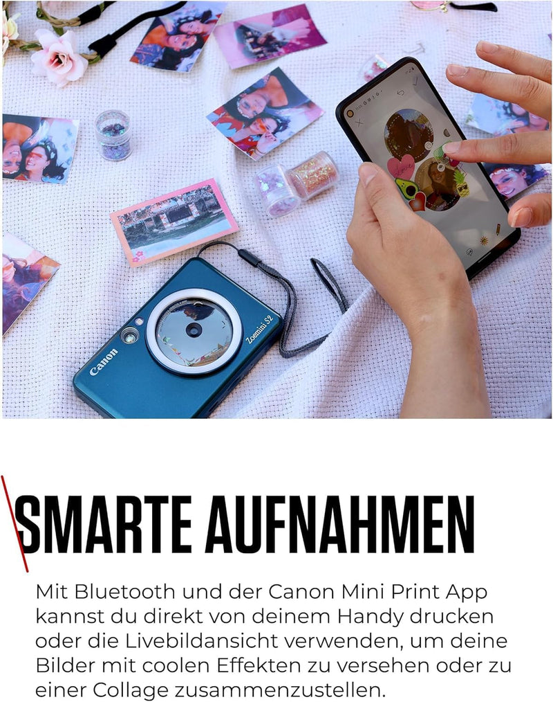 Canon Zoemini S2 Mini Sofortbildkamera + Fotodrucker mobil tragbar unterwegs Hosentasche (Fotodruck