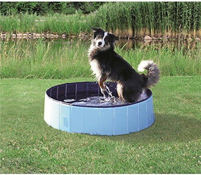 Trixie 39483 Hundepool, ø 160 × 30 cm, hellblau/blau + Abdeckung für Hundepool # 39483, ø 160 cm, he