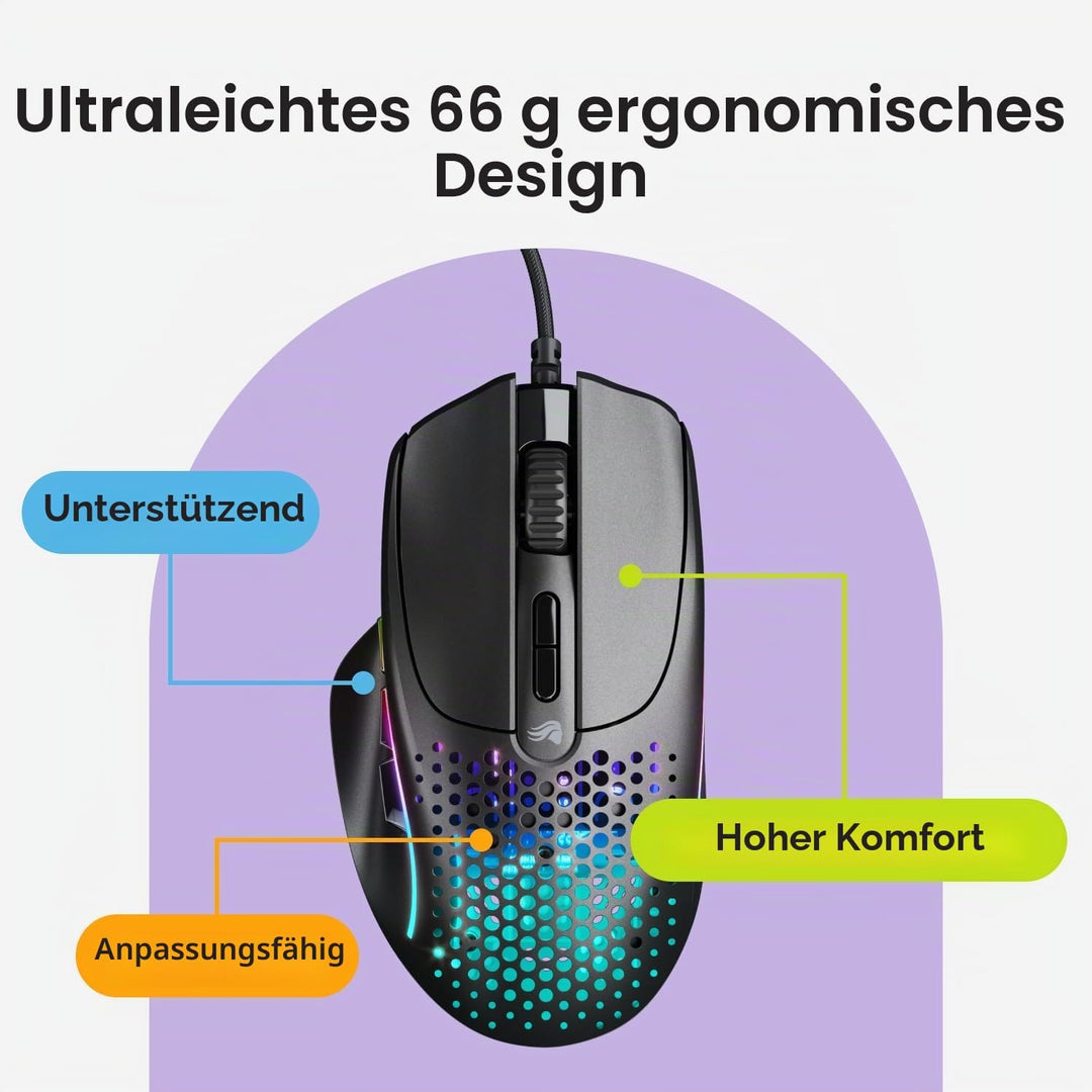 GLORIOUS Model I 2 Kabelgebundene Gaming-Maus, 66g 9 Makro-Tasten Schwarz | Motion-Sync, Optische Sc