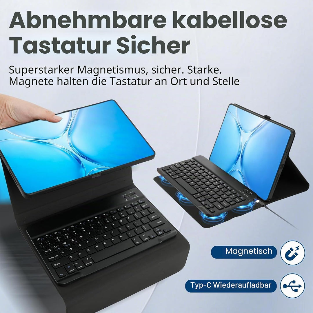 WingFly Tastatur Hülle für Lenovo Idea Tab Plus 12,1 Zoll Tablet (TB365FC), Abnehmbares Magnetisch T