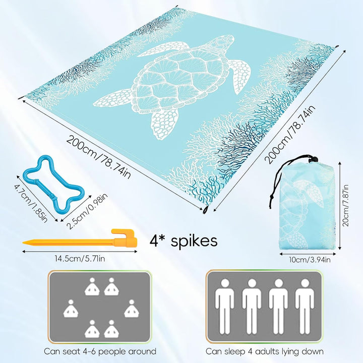 200X200cm Stranddecke Sandfrei Strandmatte Picknickdecke Sandfeste Sanddecke Sandmatte Strandtuch Pi