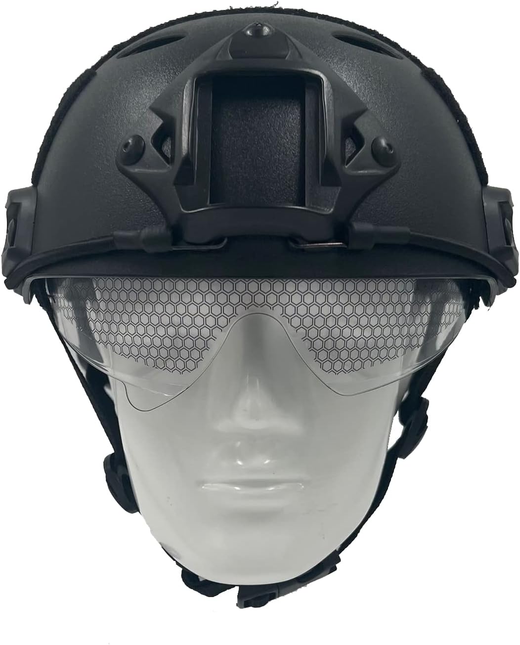PJ Typ Tactical Multifunktionaler Airsoft Fast Helm mit Faltbarem Gehörschutz Stahlnetz Maske und Sc