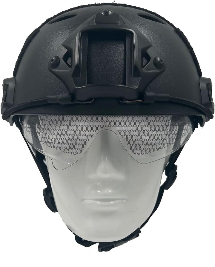 PJ Typ Tactical Multifunktionaler Airsoft Fast Helm mit Faltbarem Gehörschutz Stahlnetz Maske und Sc