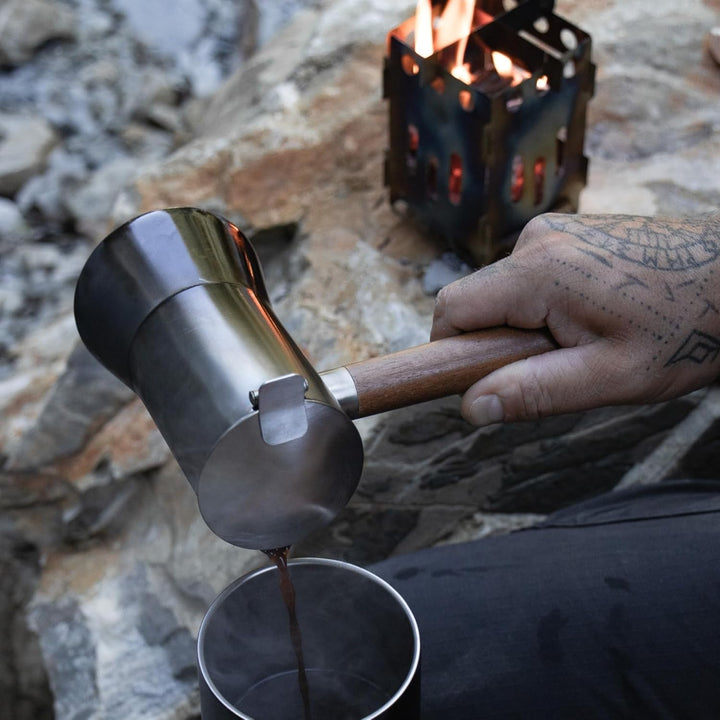 LAMBDA COFFEE® VESUV Espressokocher aus Edelstahl I Induktion geeignet I Outdoor und Indoor Mokkakan