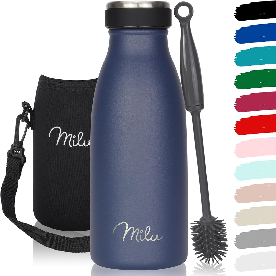 Milu Edelstahl Trinkflasche 350ml, 500ml, 750ml, 1L, 1,5L – Thermosflasche für Kinder Erwachsene aus