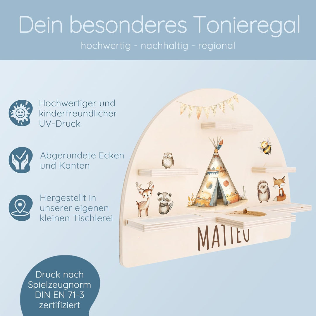 Personalisiertes Tonie Regal für Kinderzimmer - Magnetisches Toniebox Regal für Toniebox & Figuren m