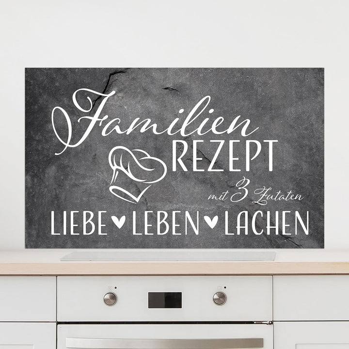 GRAZDesign Spritzschutz Küchenrückwand Glas Küche für Herd & Küchenspüle, Grau mit Spruch - Glasplat