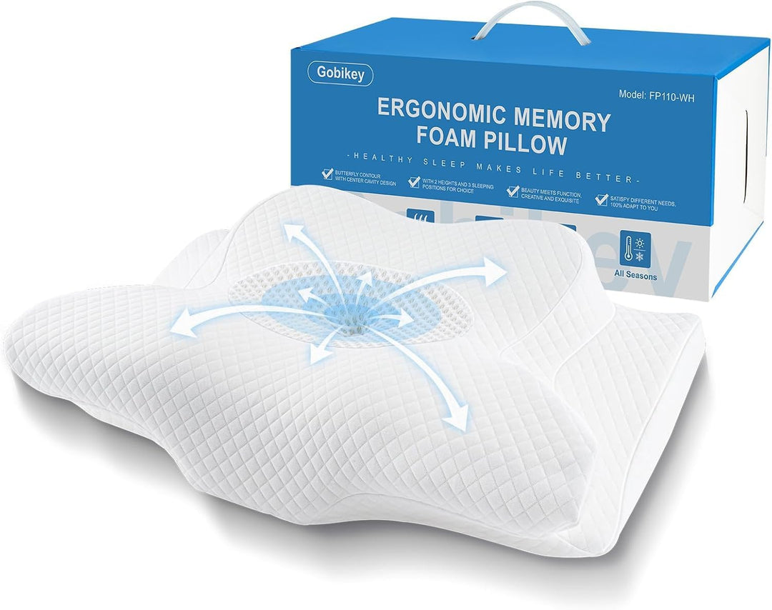Nackenkissen zum Schlafen, 2-in-1 Ergonomisches Nackenstützkissen | Orthopädisches Memory Foam-Kisse
