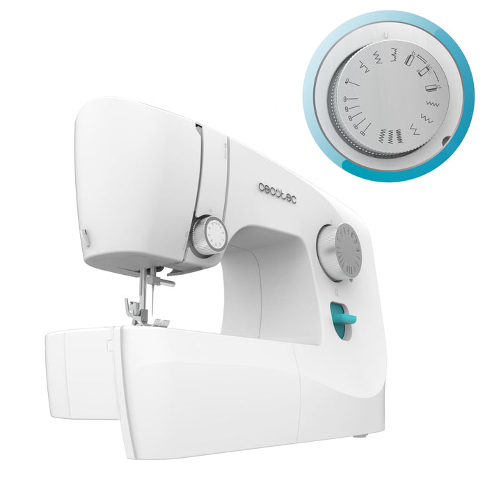 Cecotec Nähmaschine BelleCouture 1500 Essential, kompakt und tragbar, 15 Stiche, für Anfänger, manue