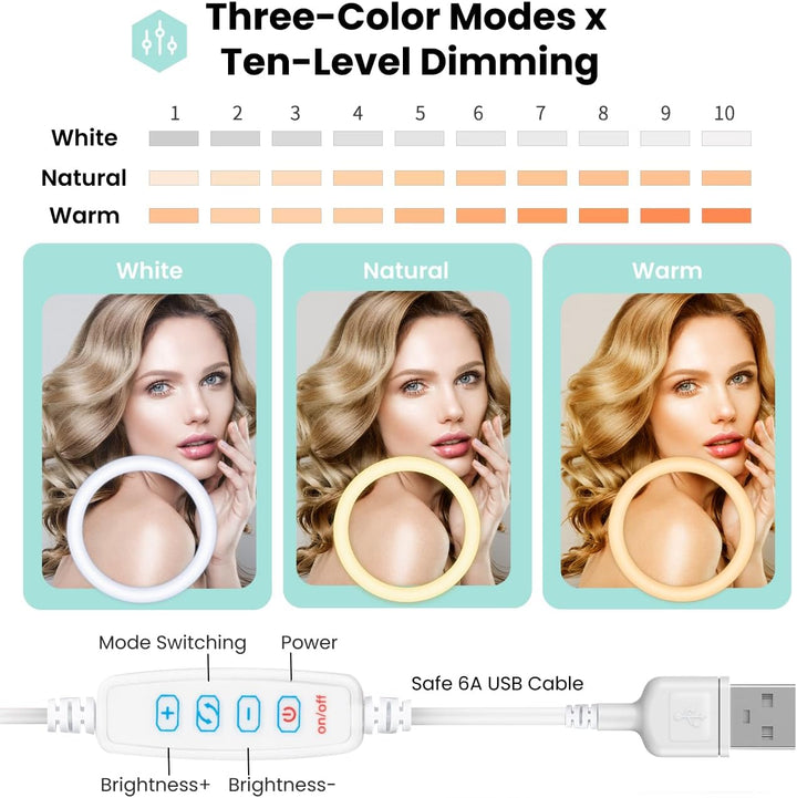 TARION Ringlicht mit Stativ LED Ringleuchte: Tisch Ring Light 11,8 Zoll Ringlampe Lichtring Faltbare
