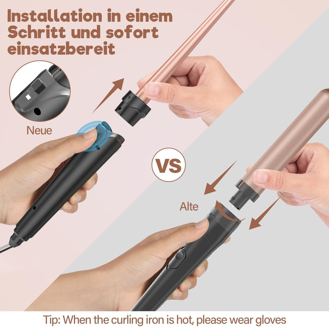5-in-1 Lockenstab-Set - Wellenlockenstab - Geeignet für alle Haartypen, Keramikmaterial, schnelles A