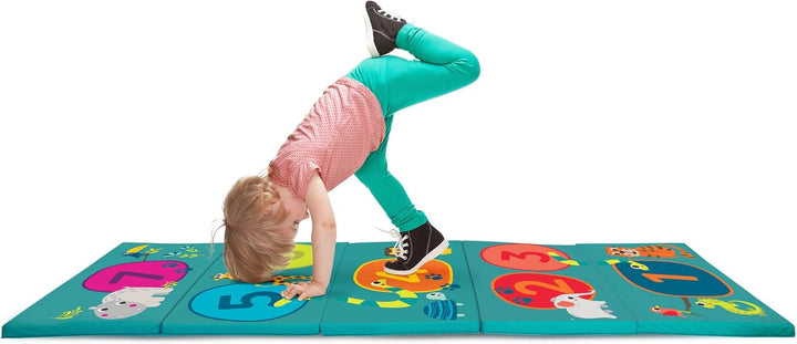 B. toys - Hop-n-Count-Matte - Tumbling Mat - Gymnastikmatte für Kinder - Zahlen, Tiere, Himmel-und-H