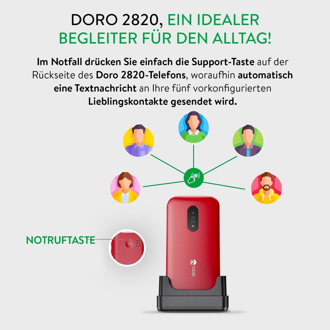 Doro 2820 4G Handy mit Klappdeckel für Senioren – grosse sprechende Tasten – Kamera – Bluetooth – As