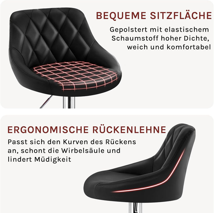 WOLTU 4er Set Barhocker Bistrohocker Tresenhocker Barstuhl Höhenverstellbar, Drehbar, Sitzfläche aus