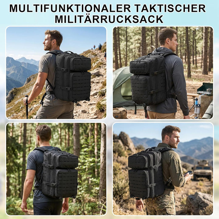 SHANNA Trekkingrucksack, Wanderrucksäcke Militärrucksack 45L Armee Rucksack MOLLE Assault Pack Takti