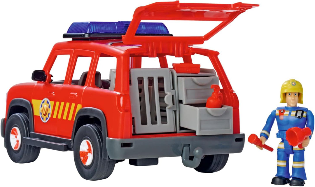 Simba Feuerwehrmann Sam First Responder Fahrzeug, mit Licht, Sound, Kofferraum um Türen zum Öffnen,