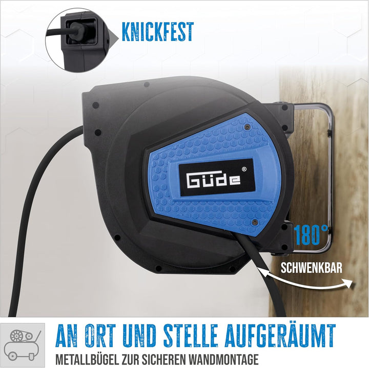 Güde Automatikschlauchtrommel 10 m (Arbeitsdruck 12 bar, 180° schwenkbar, hochflexibler öl- und temp