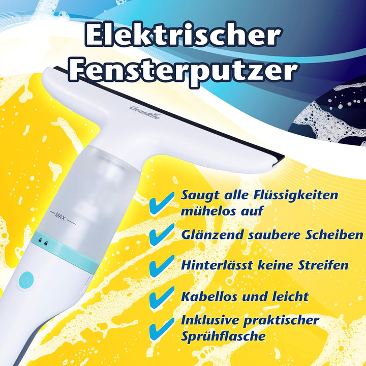 CleanRite® Fenstersauger | Akku Fensterputzer | Elektrischer Fensterreiniger | Fensterputzroboter |