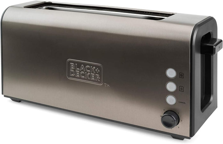 BLACK+DECKER BXTO1000E - 1000W Toaster aus Edelstahl mit extra langem und extra breitem Schlitz, 7 T