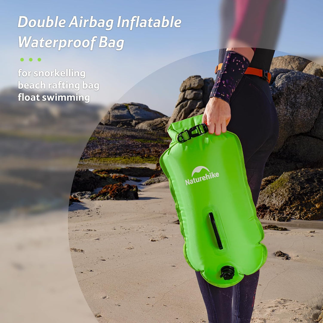 Naturehike 18L Schwimmboje Zwei Airbags Swim Boje Trockensack wasserdichte Strandtasche mit Verstell