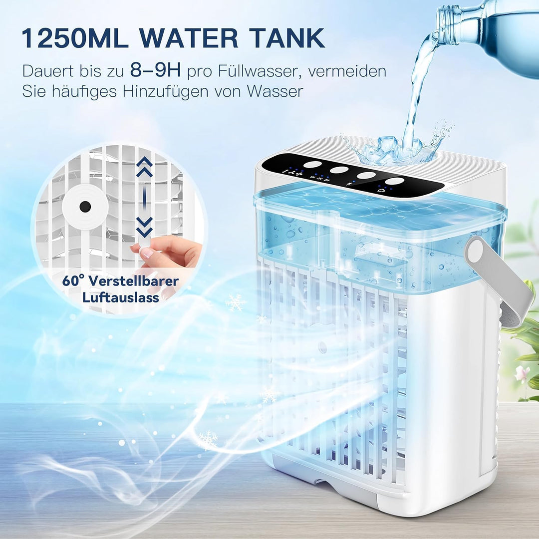 Mobile Klimaanlage, 4 in 1 Mini Klimaanlage mit Kühlen Nebel, Klimaanlage Mobil, klimagerät ohne abl