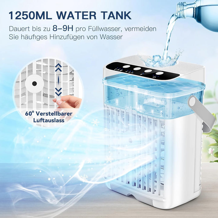 Mobile Klimaanlage, 4 in 1 Mini Klimaanlage mit Kühlen Nebel, Klimaanlage Mobil, klimagerät ohne abl