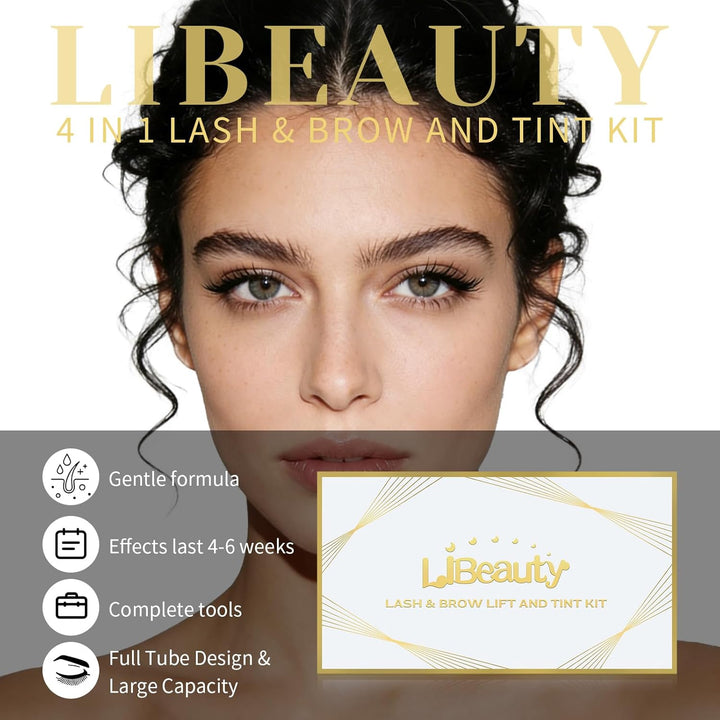 Libeauty Wimpernlifting & Augenbrauenlifting Set mit Farbe Schwarz, Korean Lash Lifting Set, Wimpern