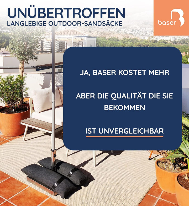 BASER - Runde auffüllbare Sandsäcke, 2 x 20 KG, auffüllbare Gewichte für Ampelschirme, Sonnenschirme