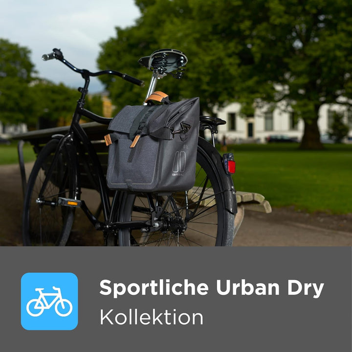 Basil Urban Dry MIK Doppeltasche Charcoal 36 x 17 x 42 cm