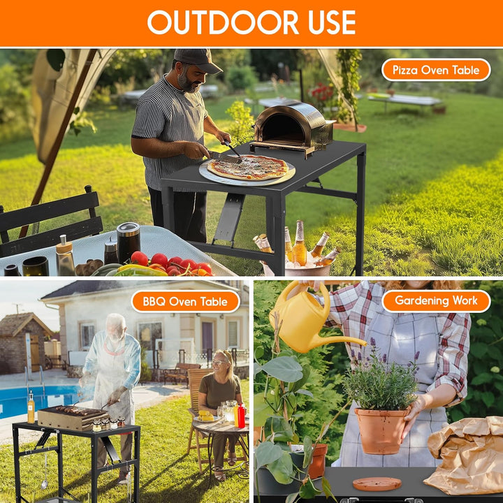 KHAMAL Faltbarer Grillwagen Grilltisch Outdoor - Tragbarer Pizzaofen-Tisch mit Rädern, Beweglicher E