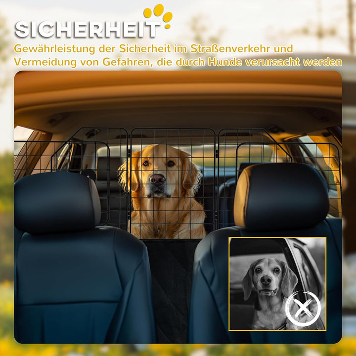 PawHut Hundegitter Auto Universal Kofferraumgitter Verstellbare Breite Hundeschutzgitter Auto Barrie