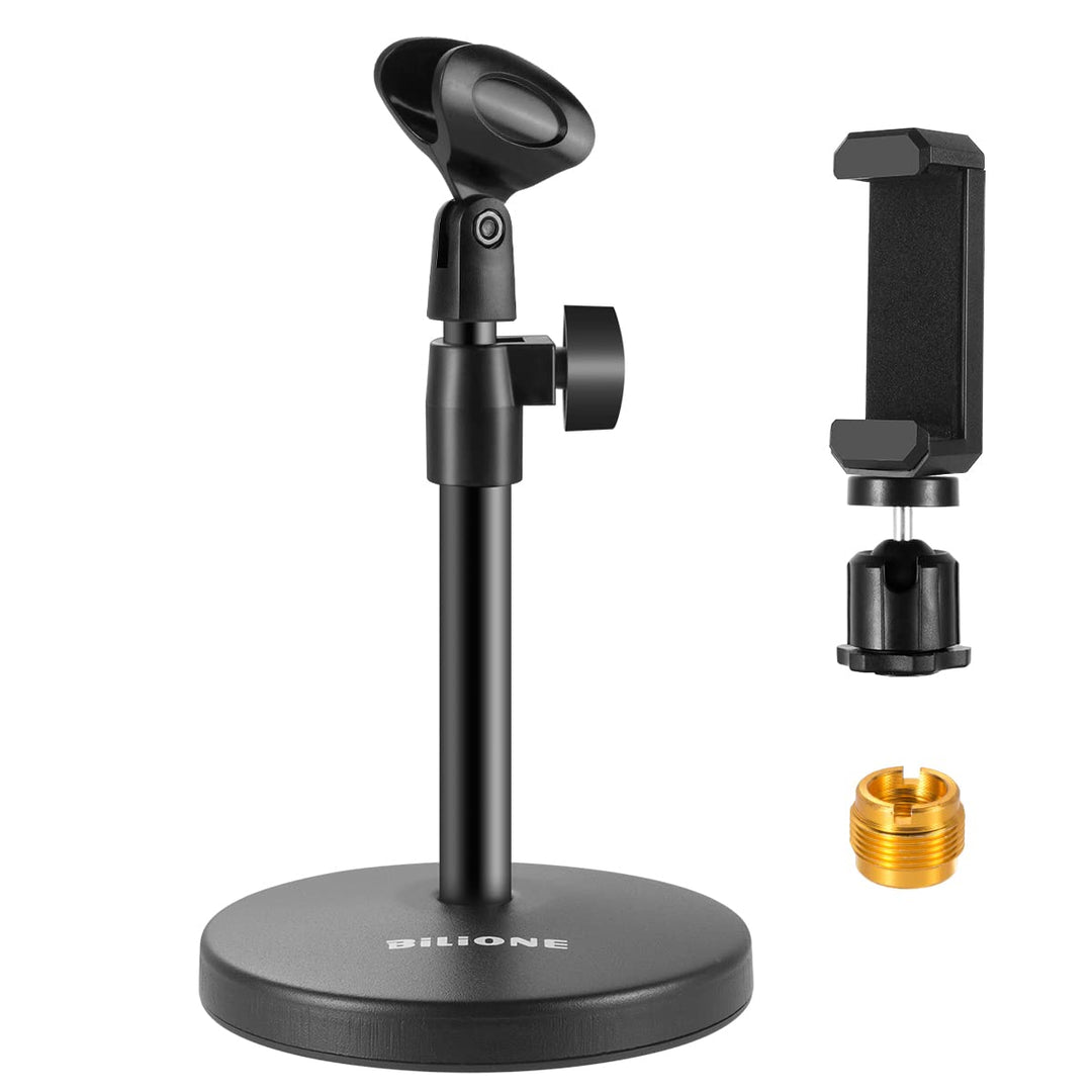 BILIONE 3-in-1 Multifunktions-Schreibtisch-Mikrofonständer, verstellbarer Tisch-Mikrofonständer mit
