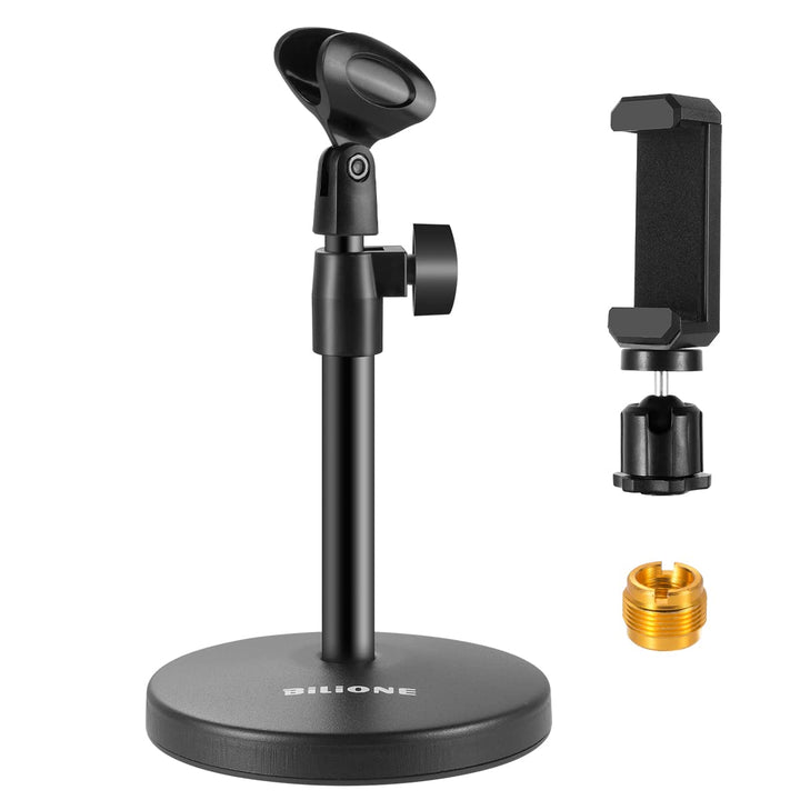 BILIONE 3-in-1 Multifunktions-Schreibtisch-Mikrofonständer, verstellbarer Tisch-Mikrofonständer mit