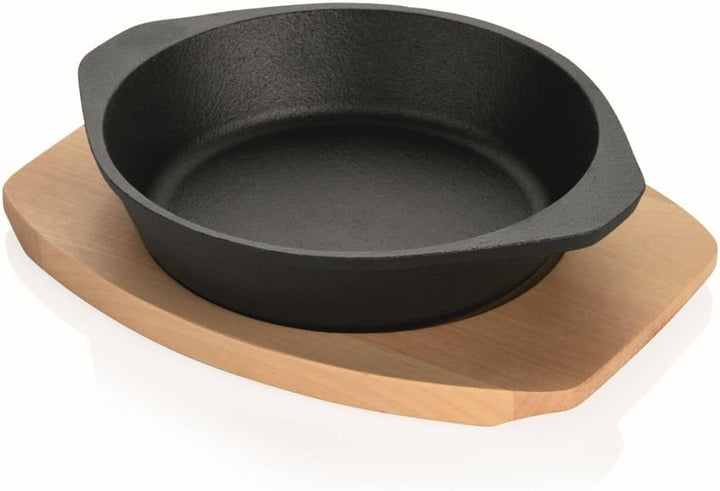 Servierpfanne mit Holzuntersetzer Set