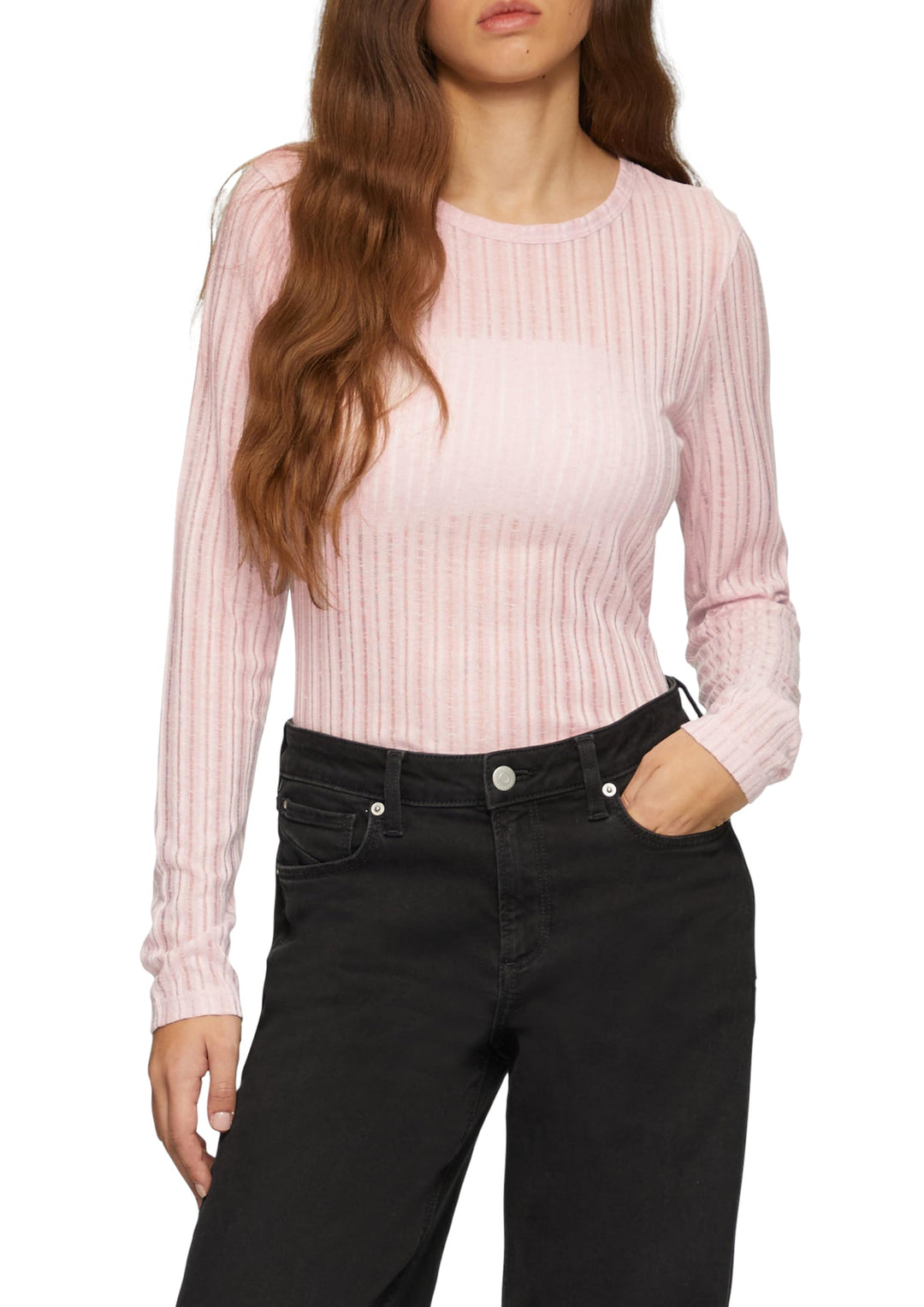 QS Leicht transparentes Longsleeve mit Strukturmuster S 4176_altrosa, S 4176_altrosa