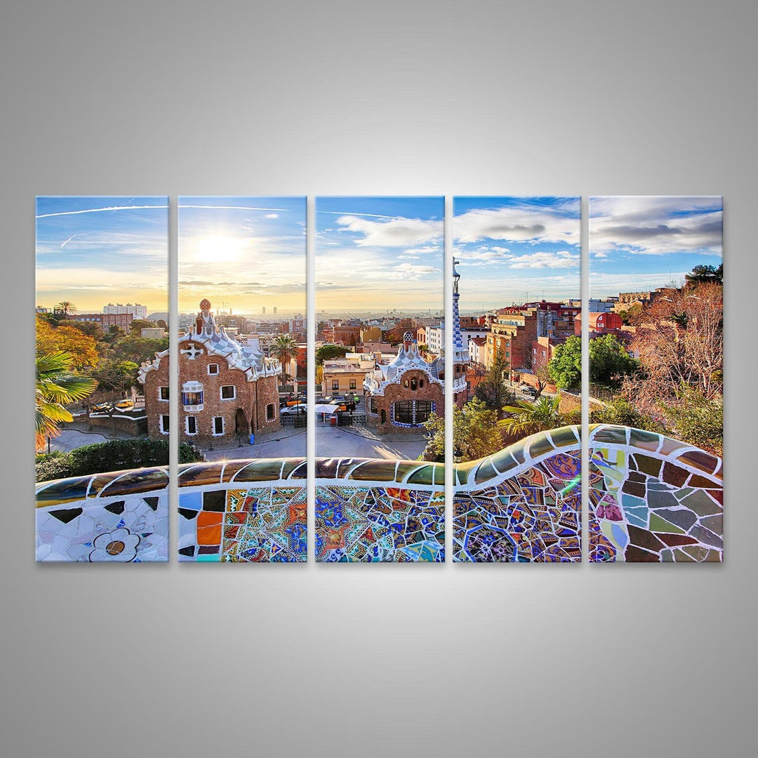 islandburner Bild auf Leinwand Barcelona Park Güell Spanien Bilder Wandbilder Poster Leinwand 160x80