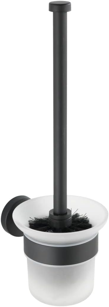 WENKO WC-Garnitur Bosio offen Edelstahl Black matt - WC-Bürstenhalter, Edelstahl rostfrei, 10 x 35 x