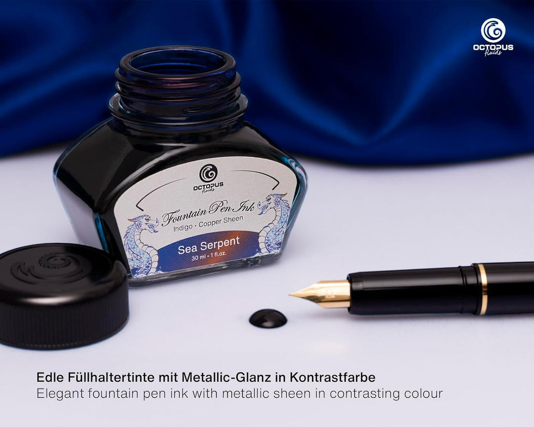 Octopus Fluids Füllhaltertinte Sheen mit Konverter, Sea Serpent, 30 ml Sea Serpent 30 ml, Sea Serpen