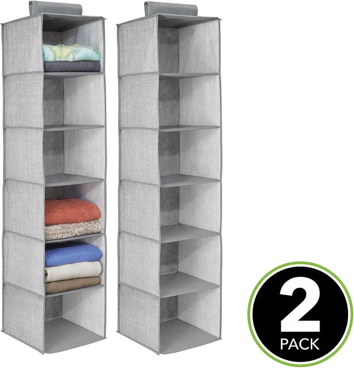 mDesign 2er-Set hängender Stoffschrank – 6 Regalfächer – idealer Hängeschrank aus Stoff für das Schl