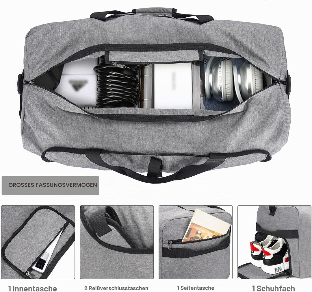 Vogshow Reisetasche grosse Faltbare 80L, Weekender Übernachtungstasche Seesack wasserdicht Sporttasc